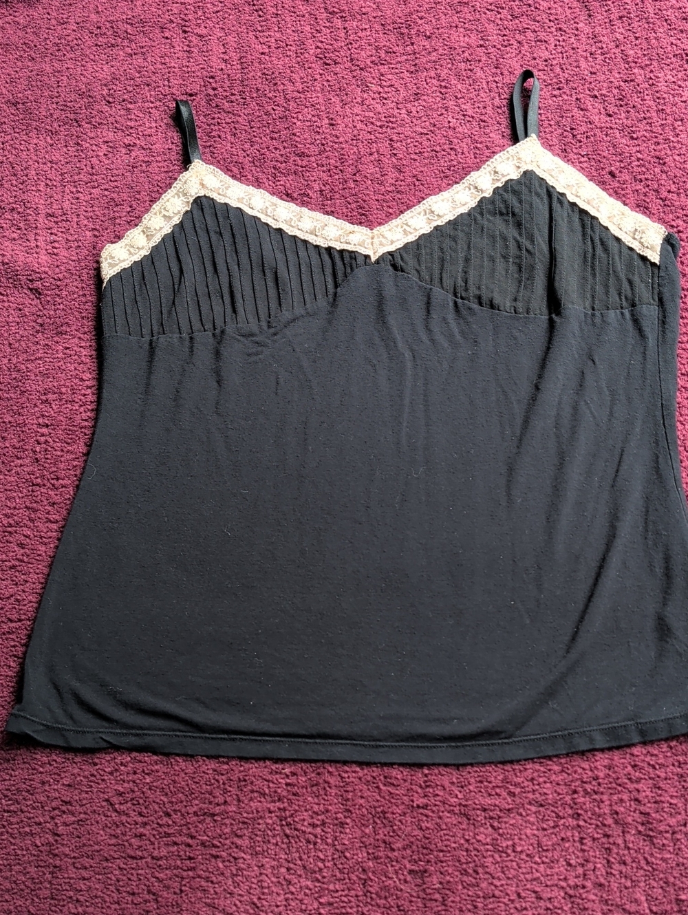 Inc Black & Tan Lace Trim Camisole